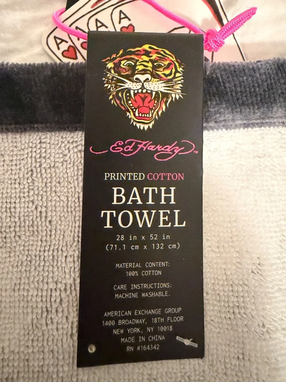 NWT - Ed Hardy Skull & Playing Cards Cotton Bath Towel